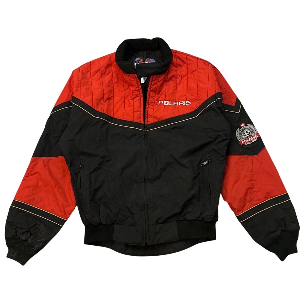 Vintage Polaris Snowmobile Jacket 45 Years Anniversary Red Black Mens Small